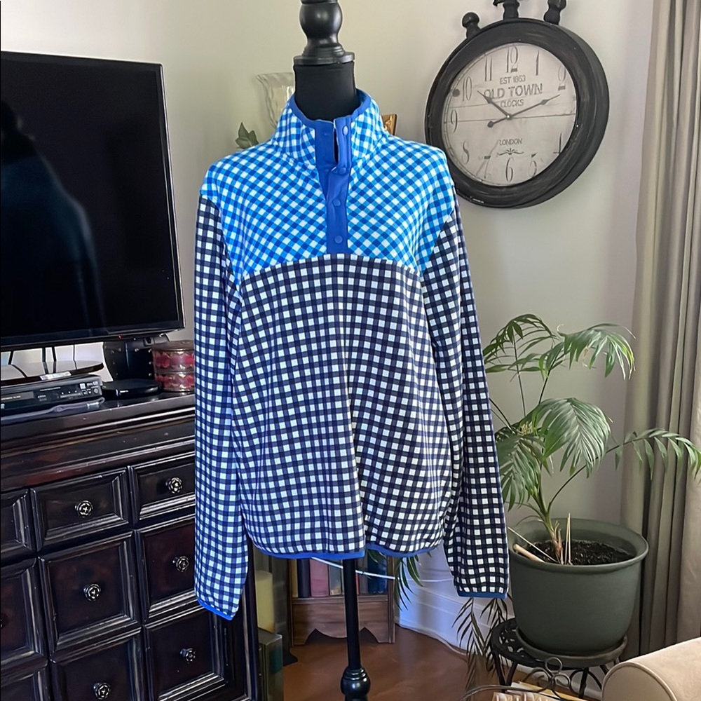 Draper James Blue and White Checkered Top
